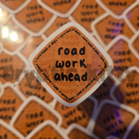 road work ahead sticker