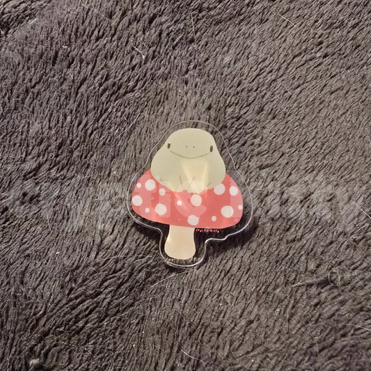 toad on a stool acrylic pin
